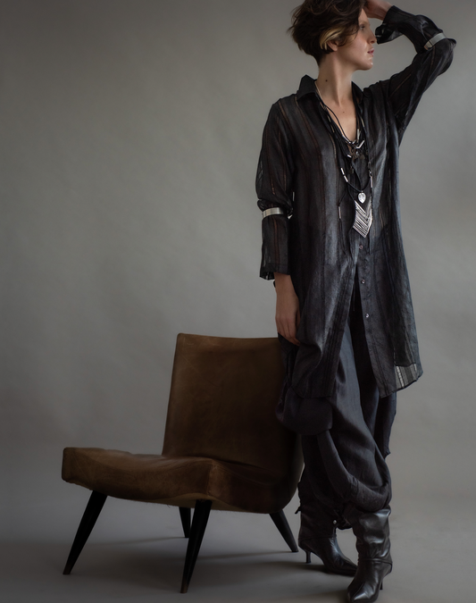 Chemise  seda MUGHA midi preta
