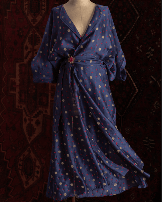 Vestido AMARA seda mugha navy