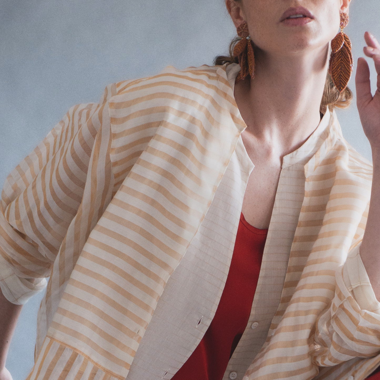 Chemise CHANDERI gold stripes
