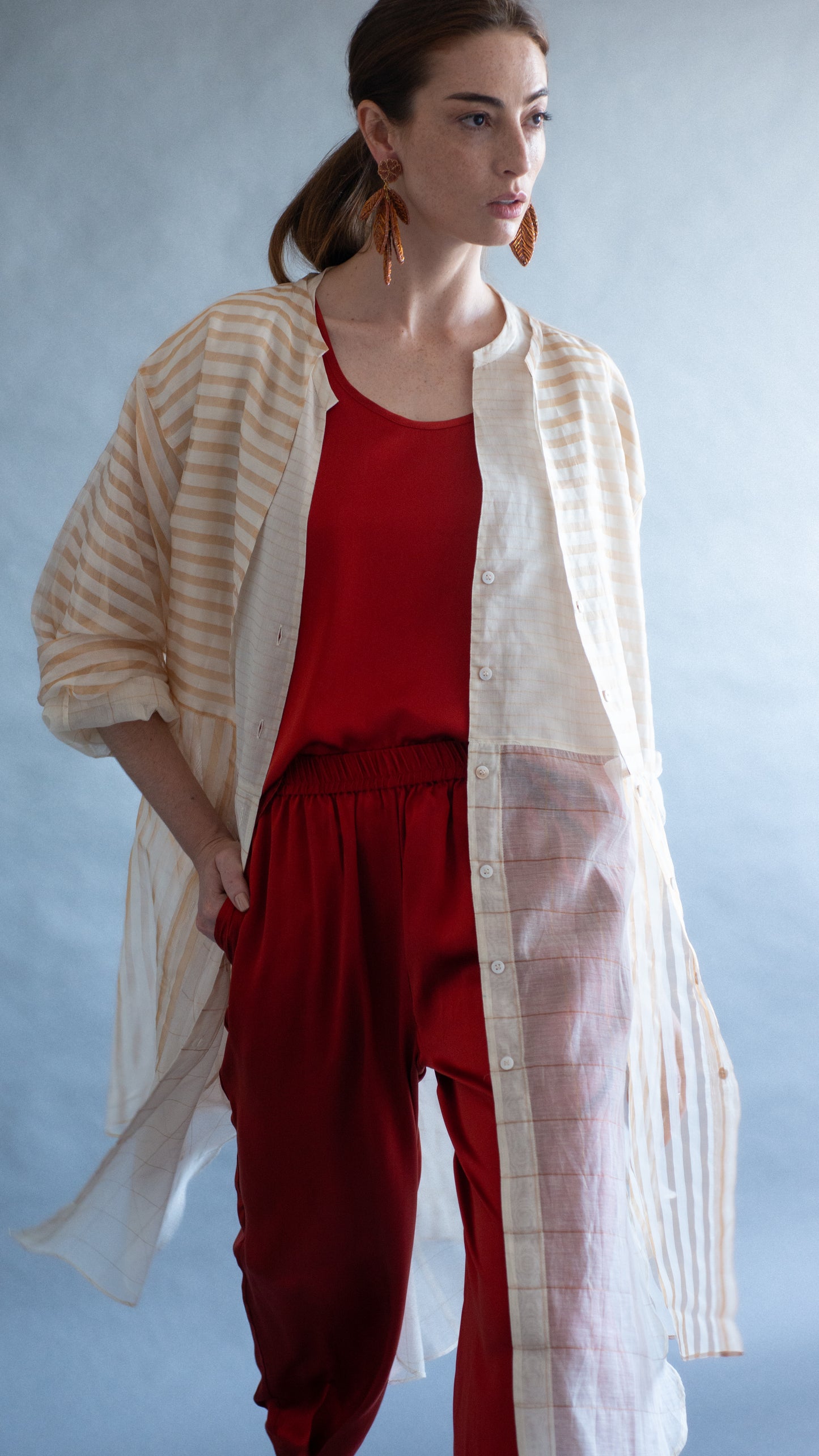 Chemise CHANDERI gold stripes