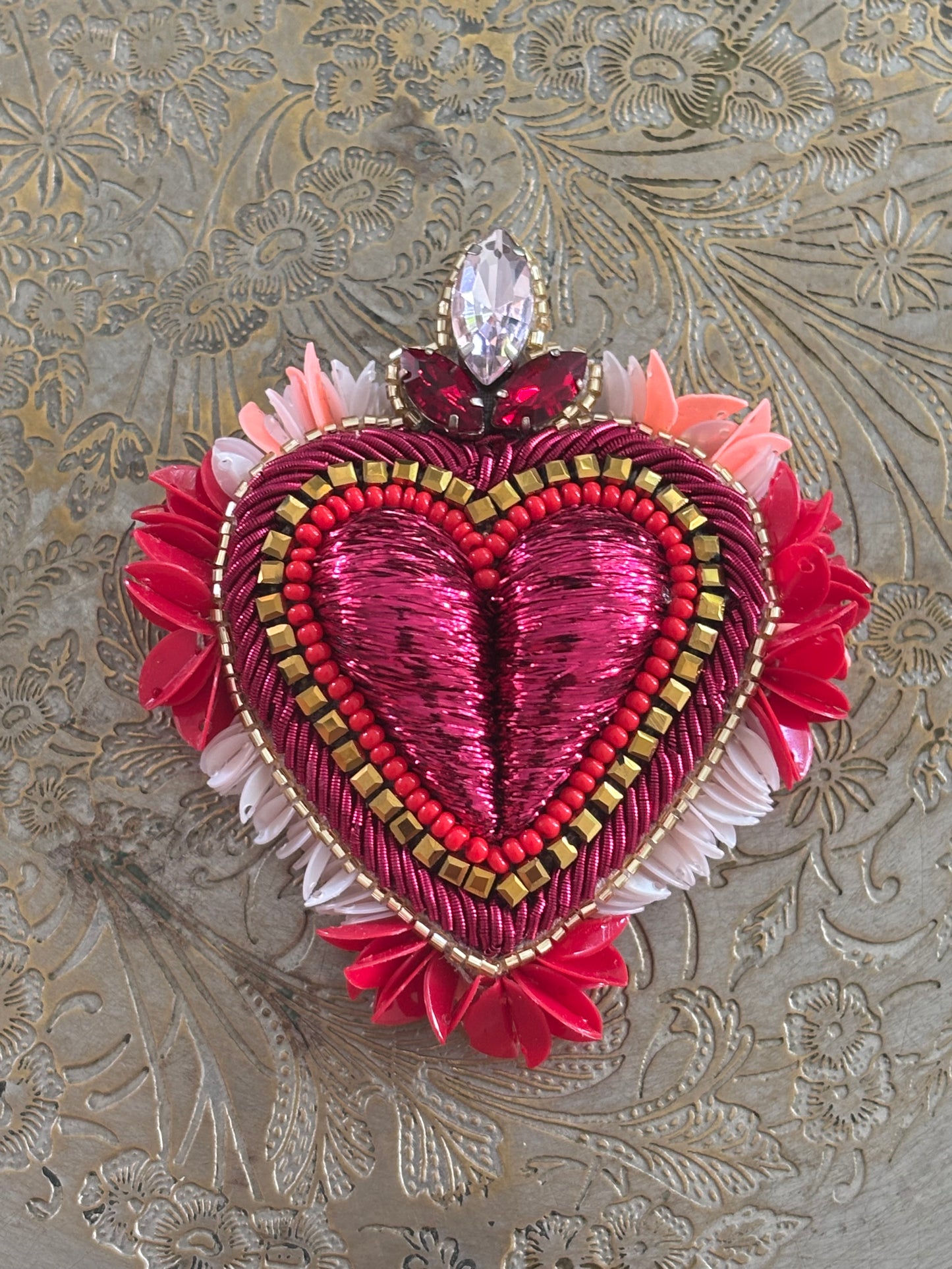 Broche SICILIAN HEART vermelho by Olivia Dar