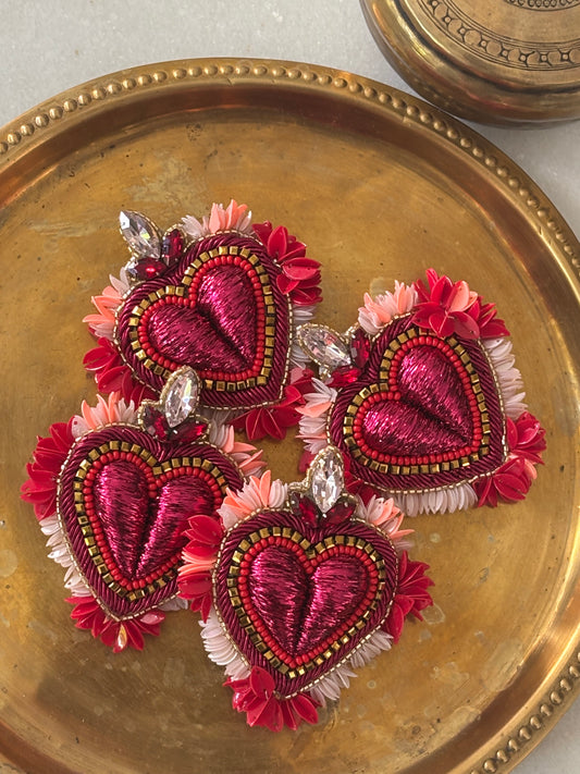 Broche SICILIAN HEART vermelho by Olivia Dar