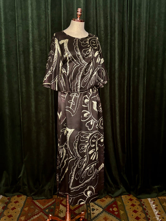 Vestido NISHAT seda marrom escuro