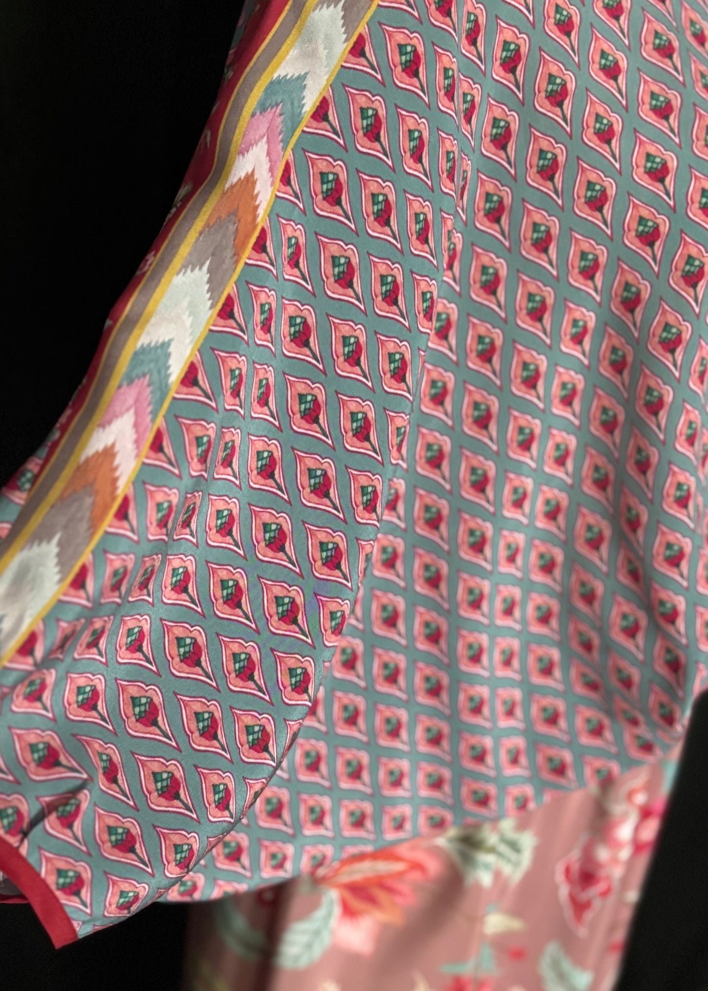Vestido AMALFI seda pura floral rosé