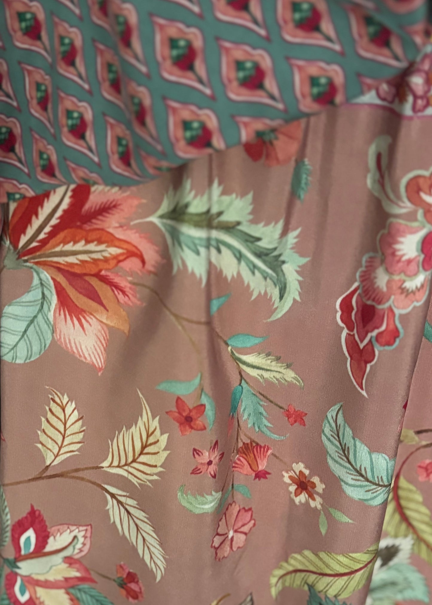 Vestido AMALFI seda pura floral rosé