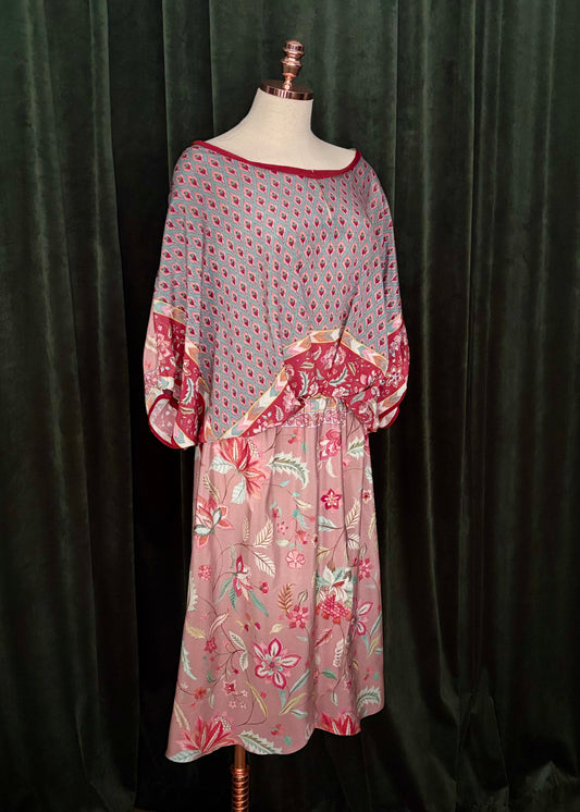 Vestido AMALFI seda pura floral rosé