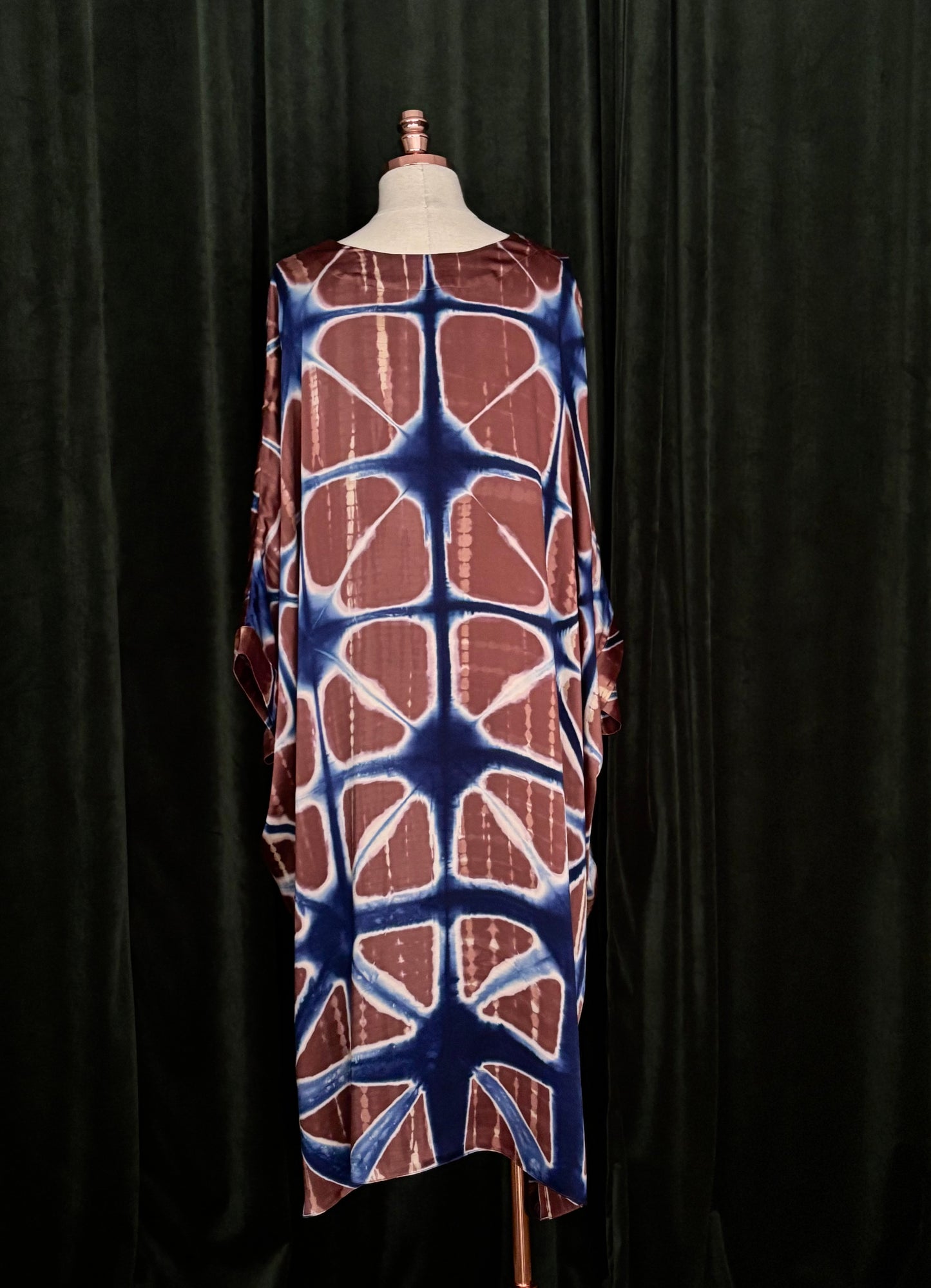 SHIBORI Kaftan marron/azul