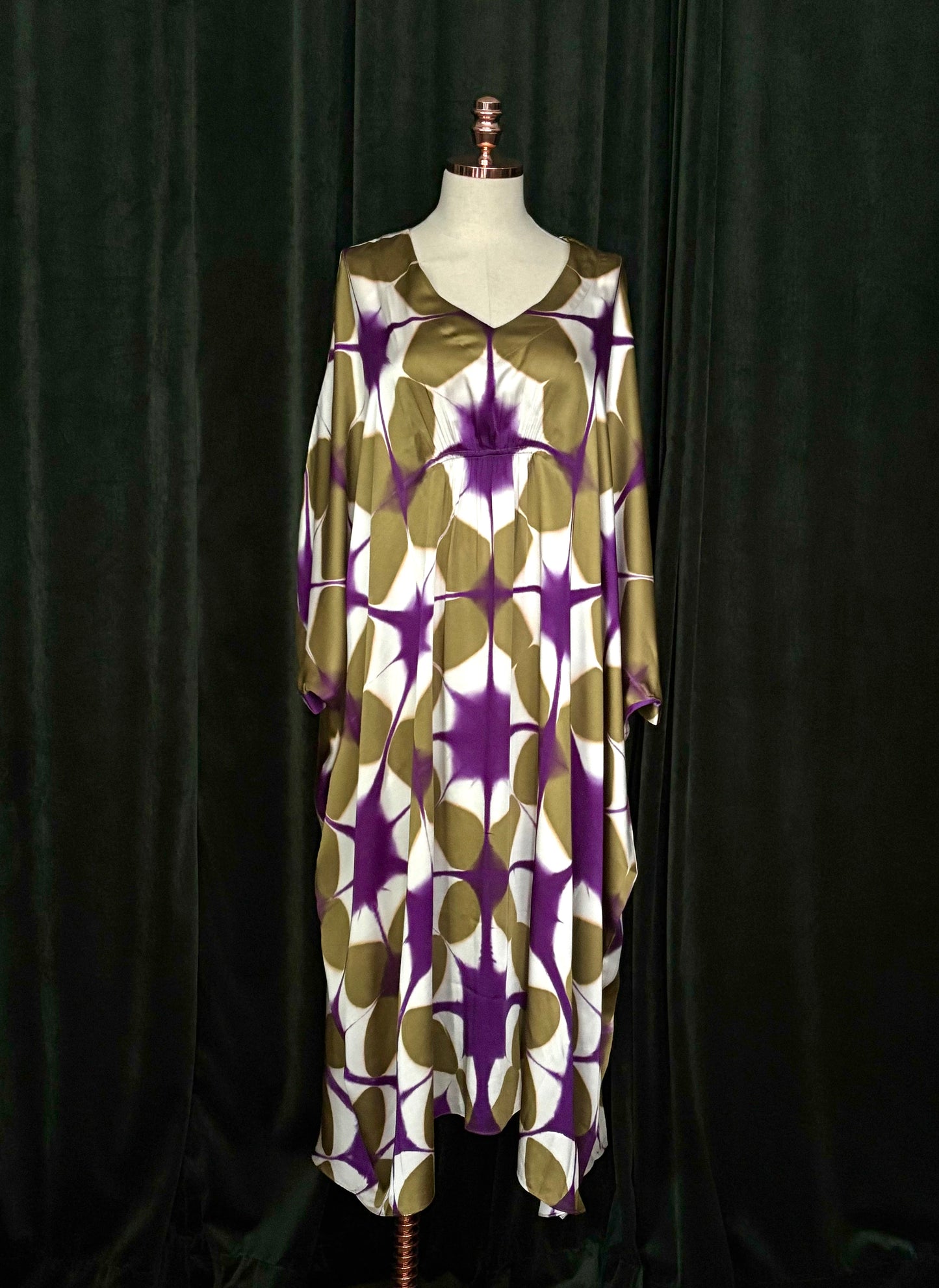 SHIBORI Kaftan olive/roxo