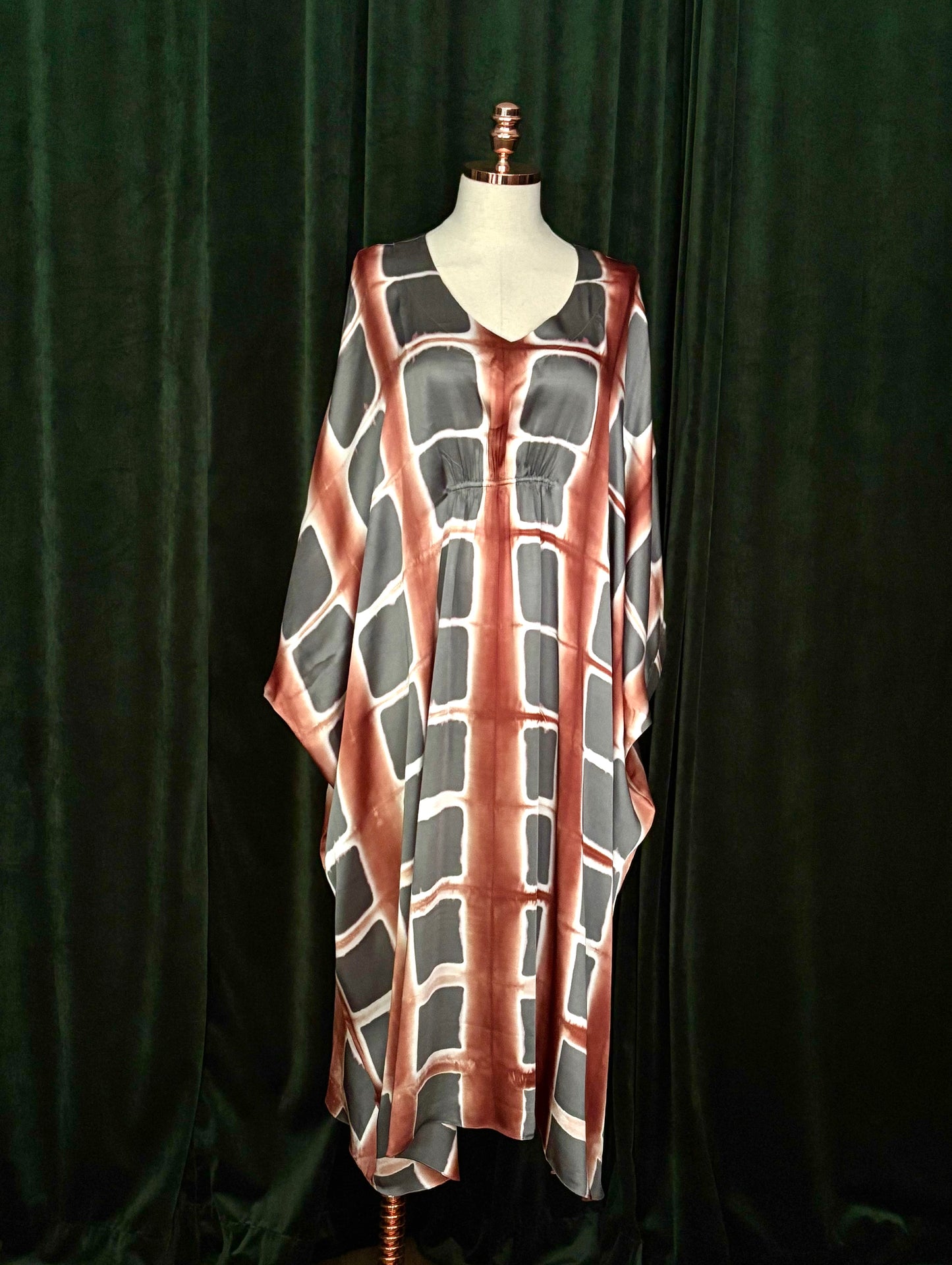 SHIBORI Kaftan cinza/telha