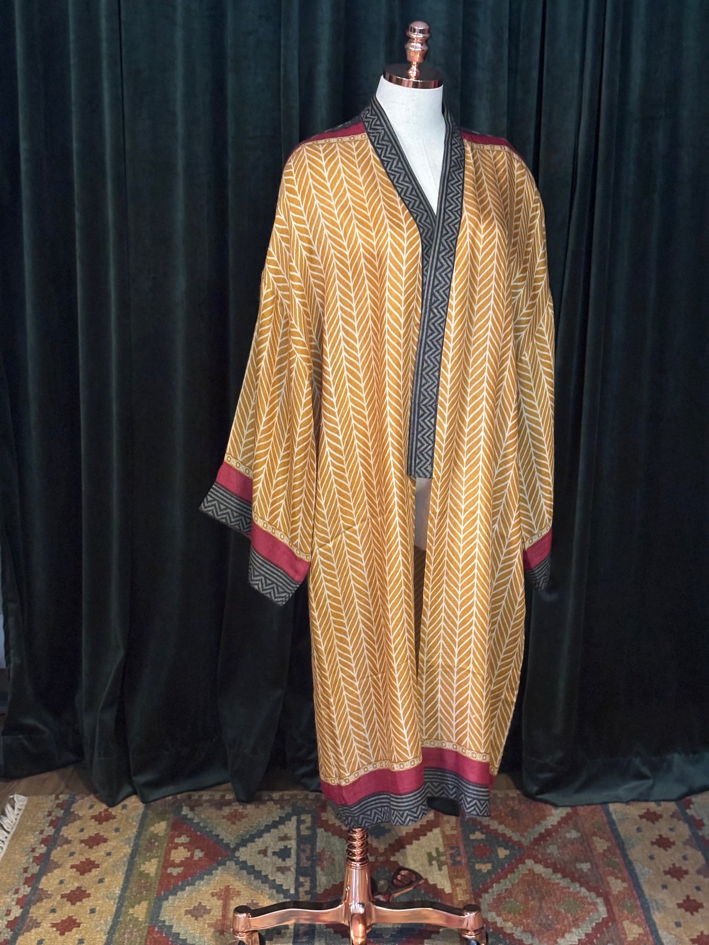 Kimono Seda Tussar mostarda