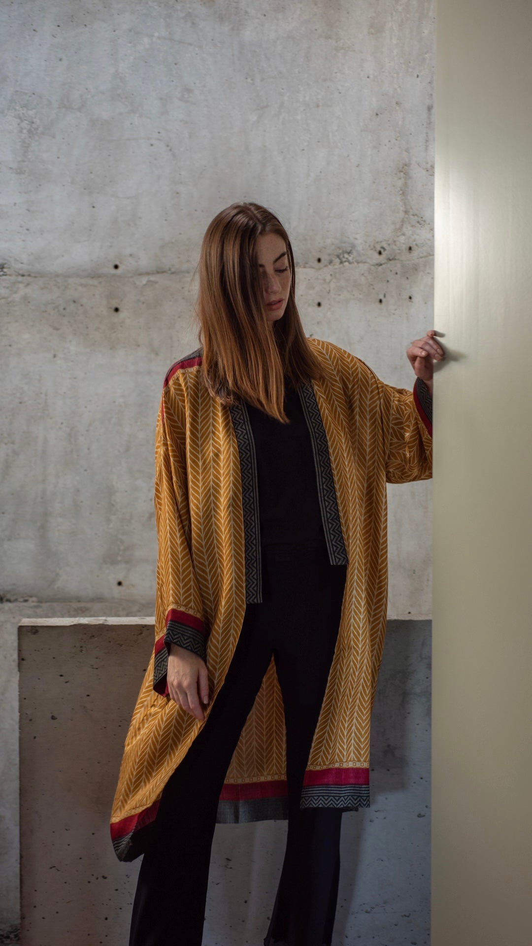 Kimono Seda Tussar mostarda