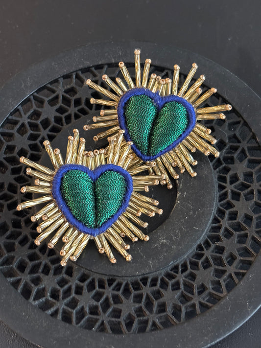 Brinco Sparkle Heart verde by Olivia Dar