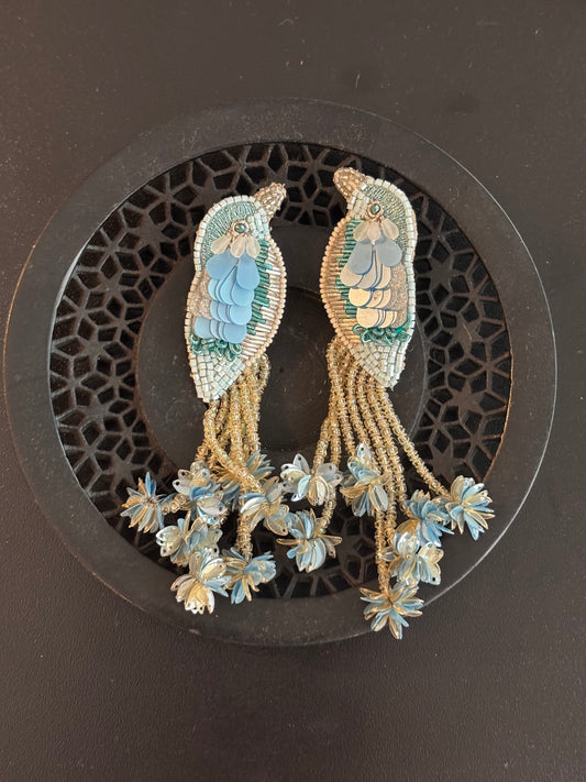 Brinco Bordado Kingfisher by Olivia Dar
