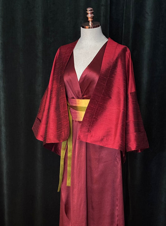 Kimono USBEKI silk & velvet carmim