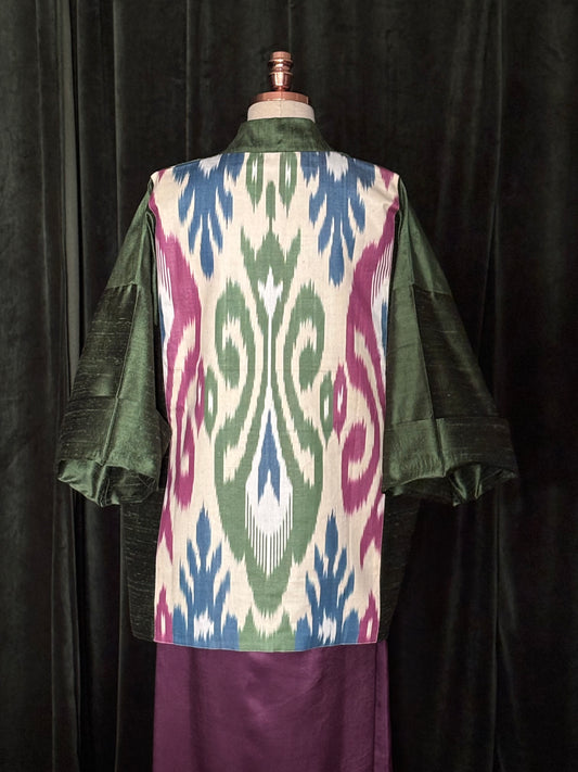 Kimono USBEKI IKAT seda verde