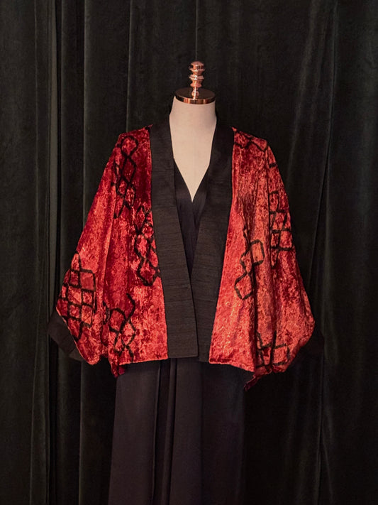 KIMONO FERGHANA veludo seda coral