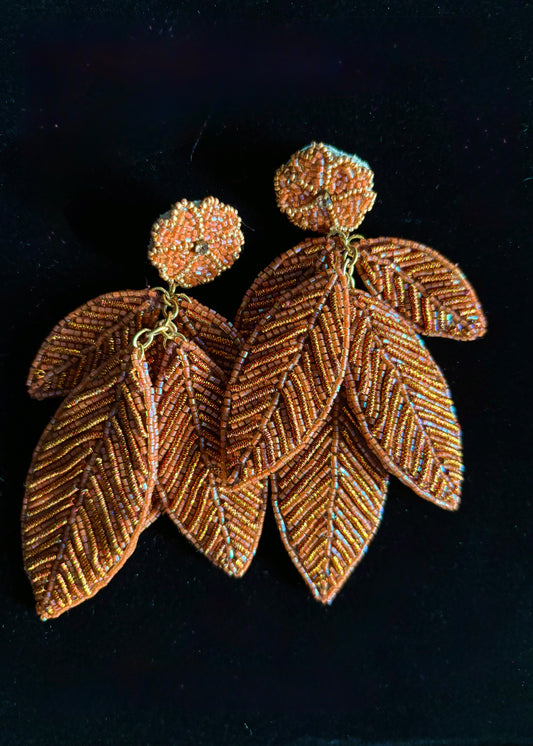 Brinco FOLHAS  gold rust by Olivia Dar
