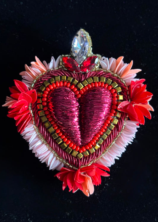 Broche Sicilian Heart vermelho by Olivia Dar