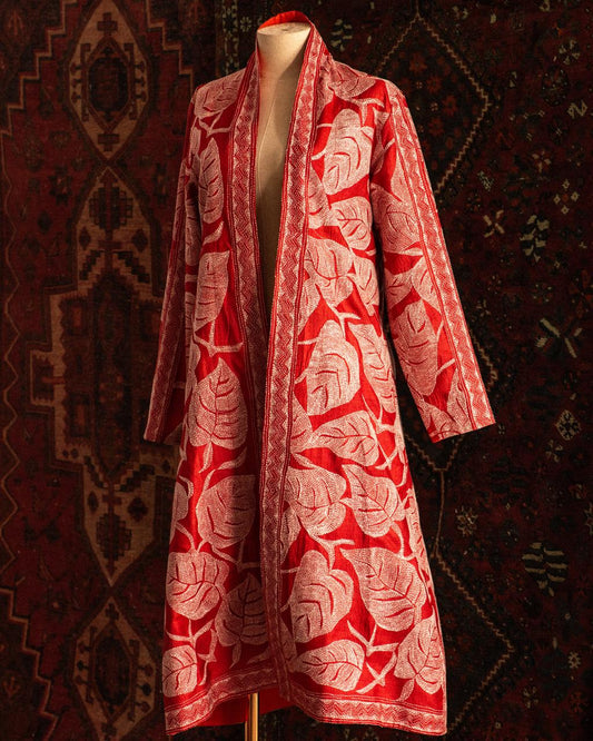 Overcoat KANTHA folhas coral