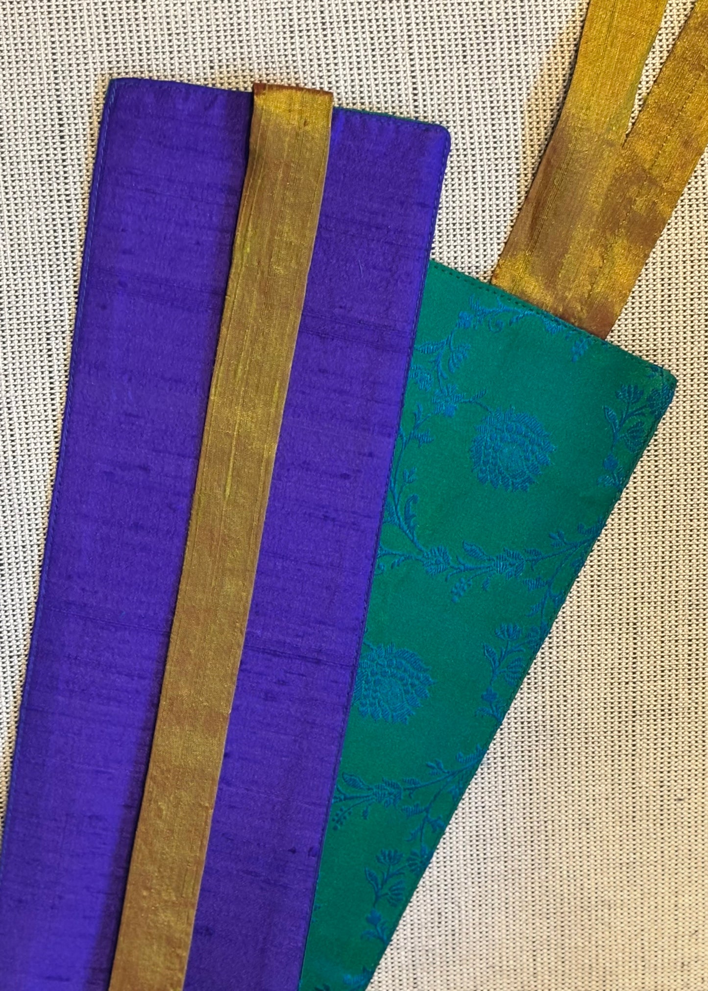 Cinto OBi Tanchoi verde/roxo