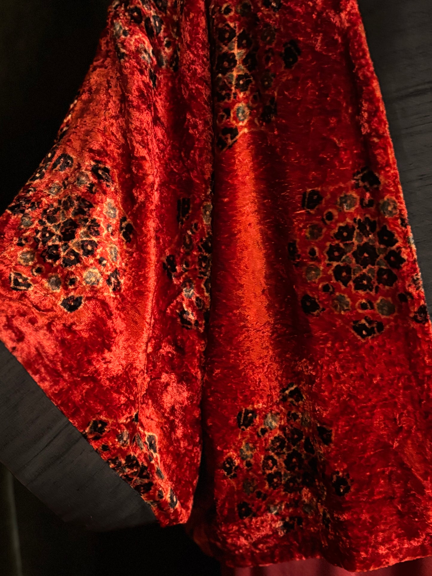 KIMONO FERGHANA coral silk velvet