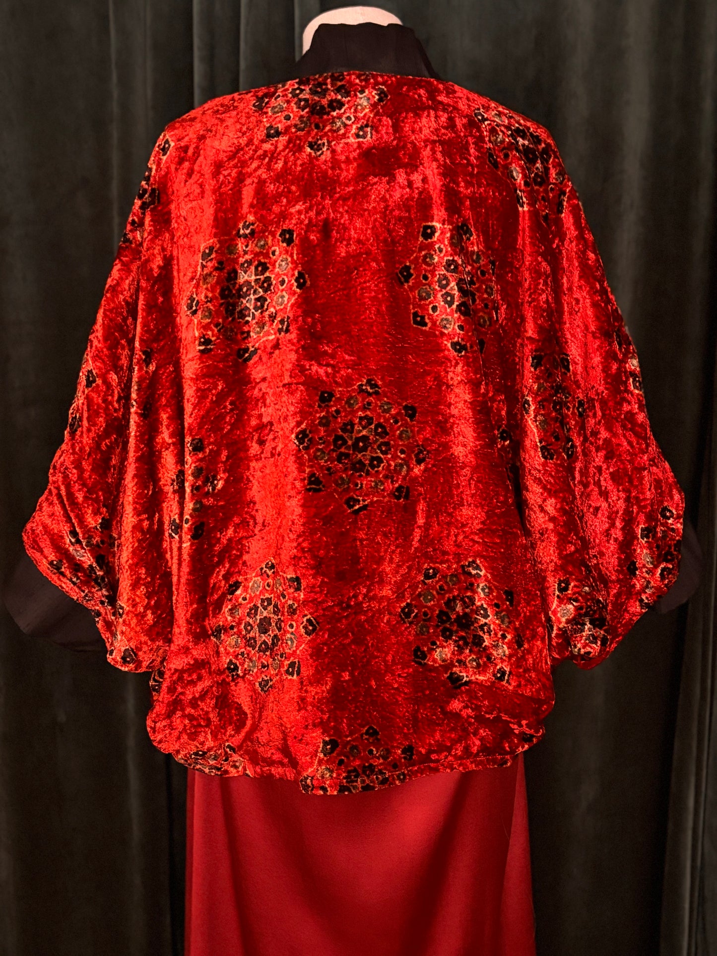 KIMONO FERGHANA coral silk velvet