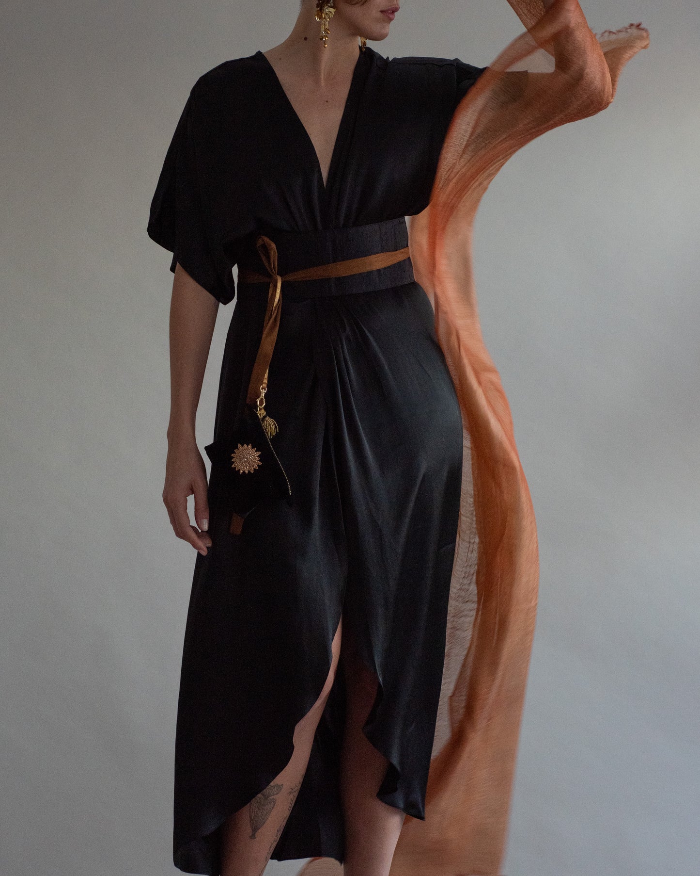 Vestido ATHENA seda pura preto