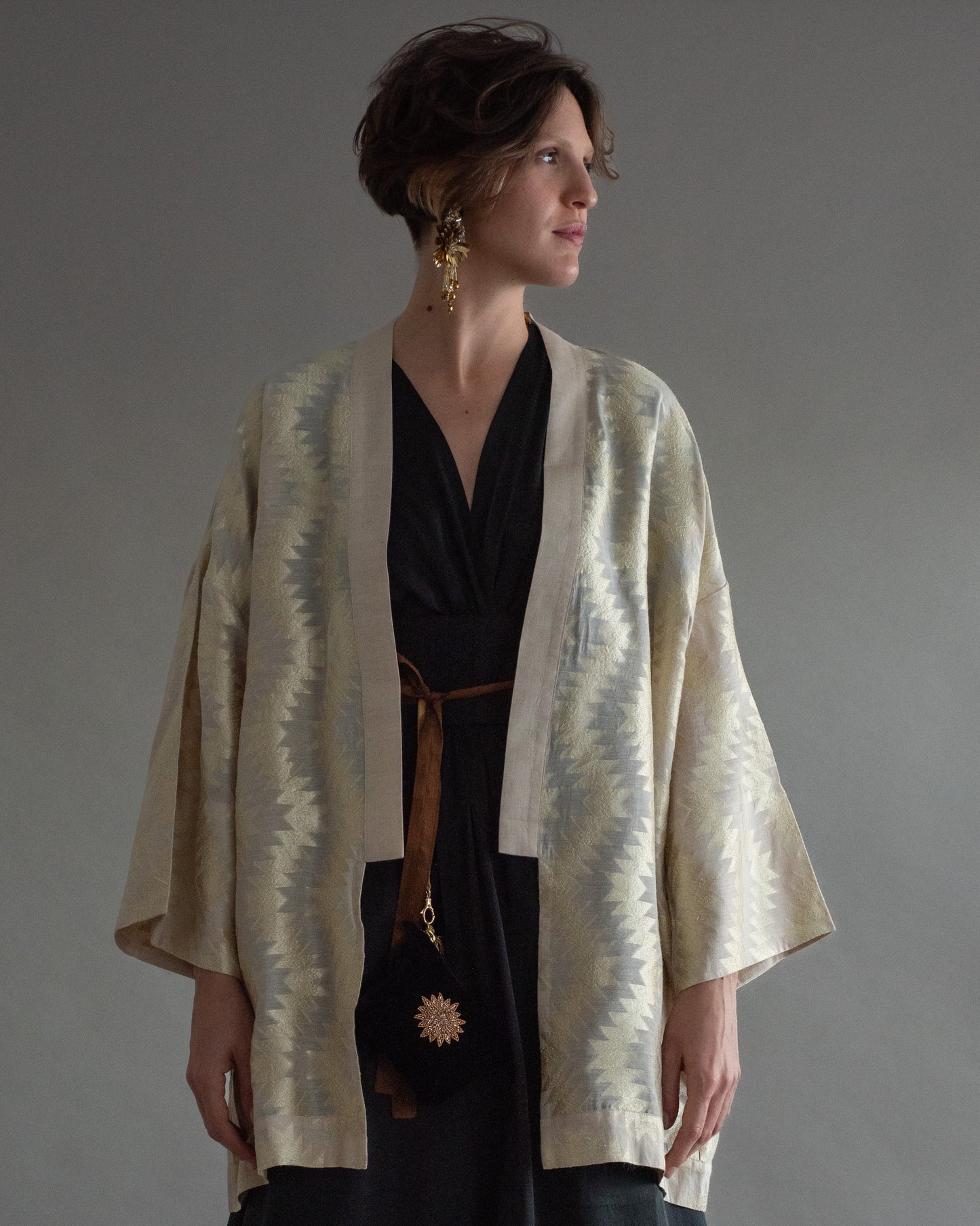 Kimono Jacquard GOLDEN mugha silk