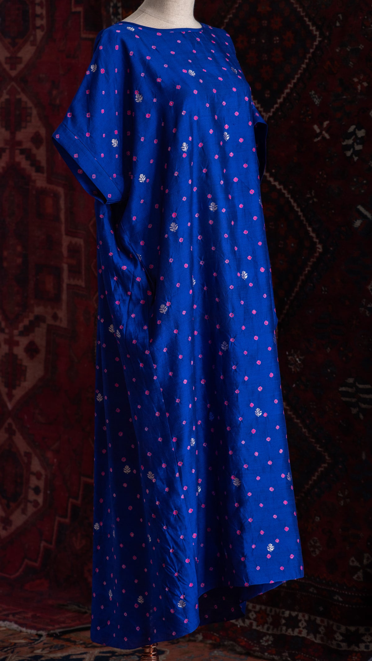 Vestido LA PLAGE seda mugha azul