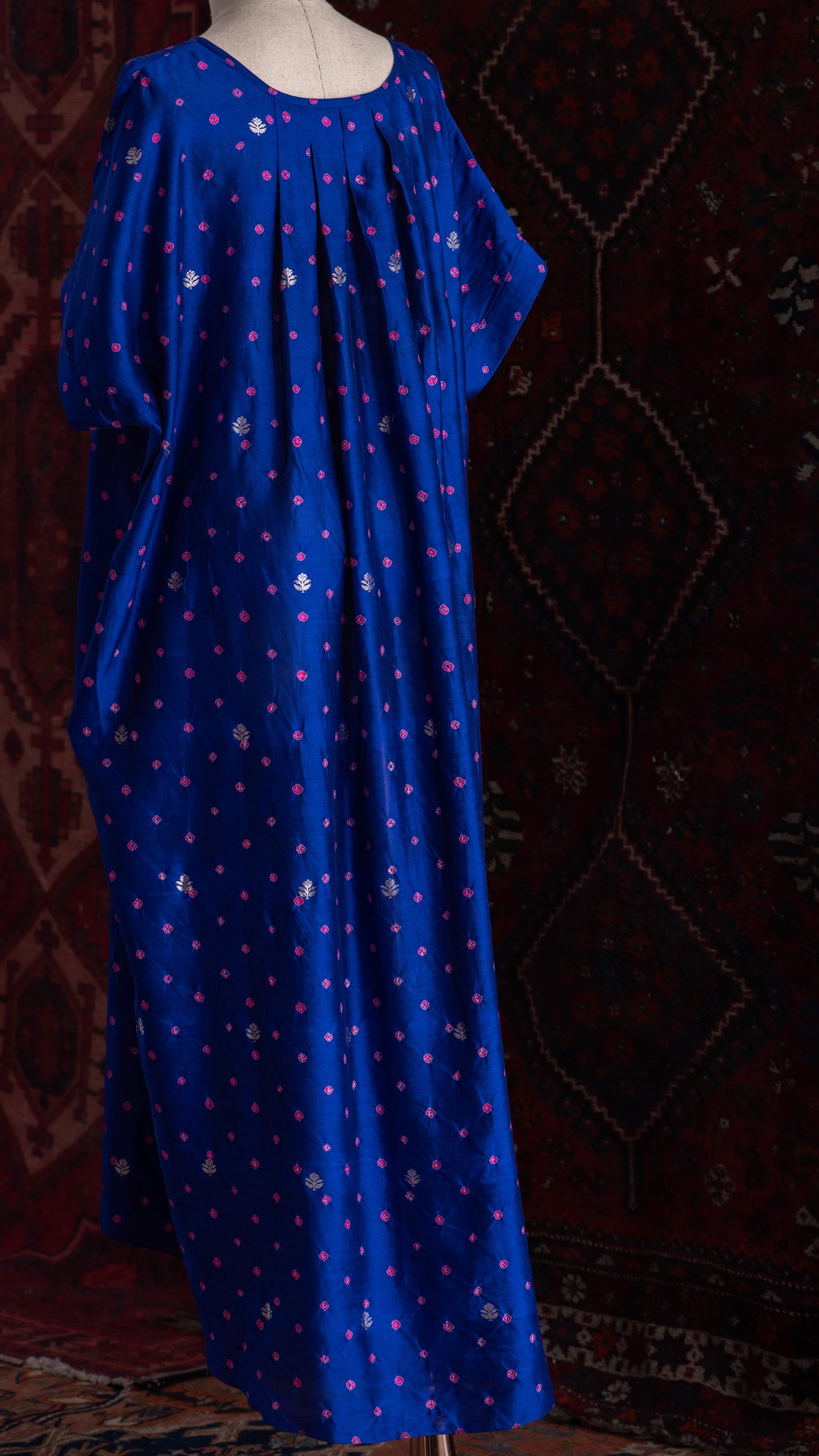 Vestido LA PLAGE seda mugha azul