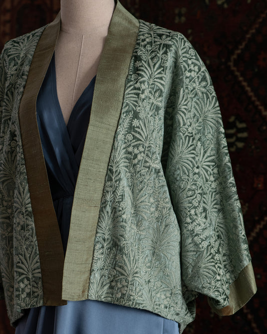Kimono FERGHANA veludo bordado verde