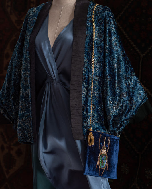 Kimono FERGHANA veludo azul