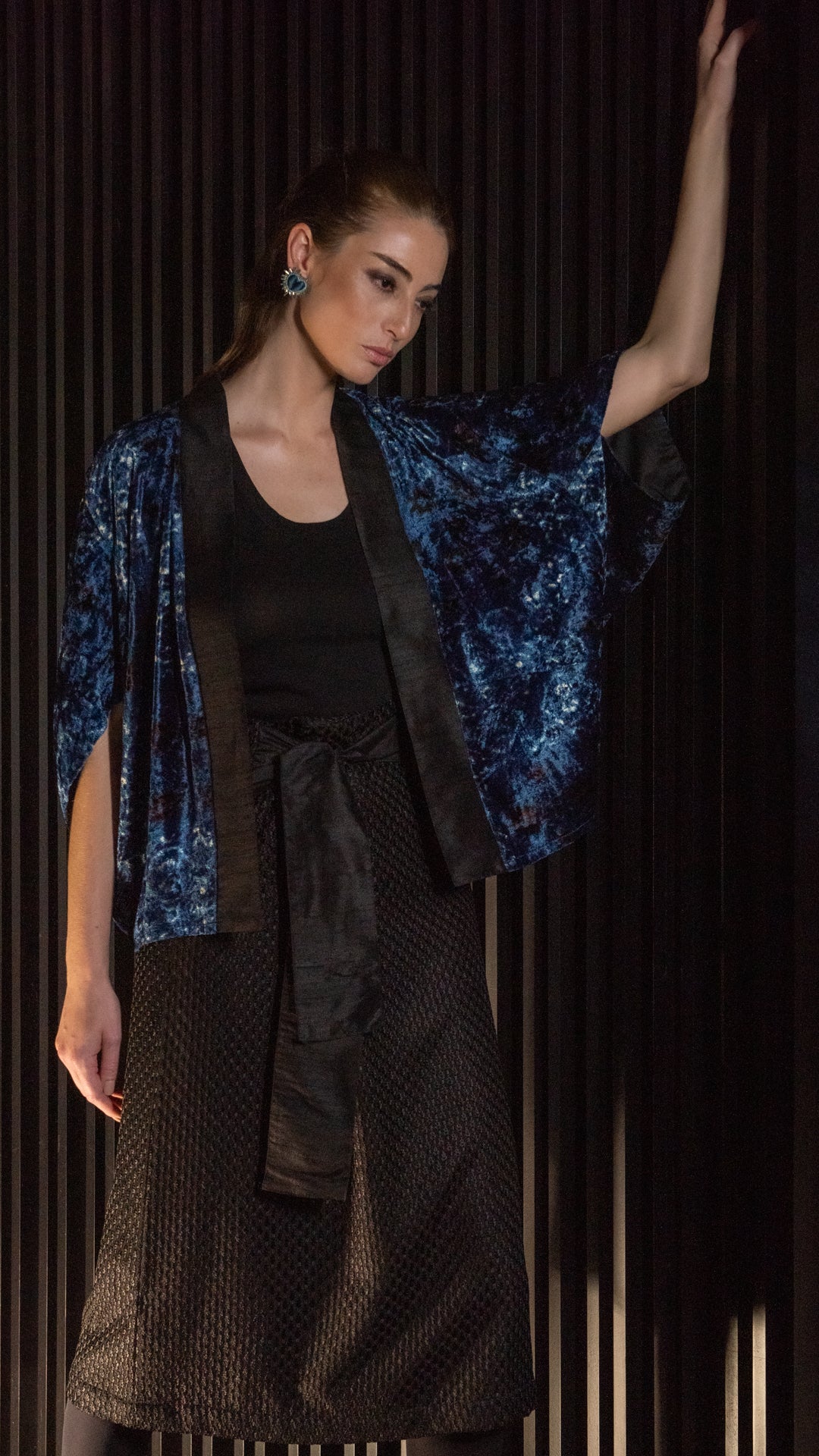 Kimono FERGHANA veludo azul
