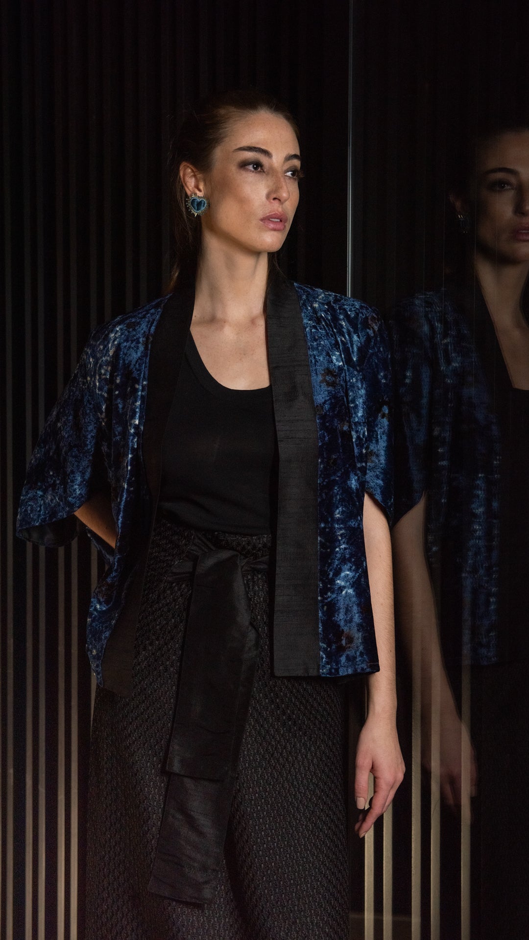 Kimono FERGHANA veludo azul