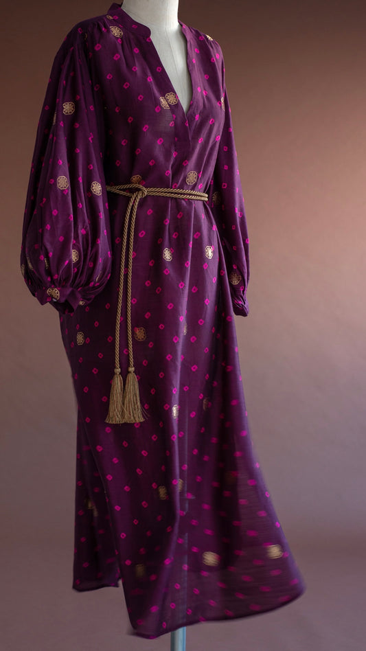 Vestido BOHO CHANDERI buthis benarsi ameixa