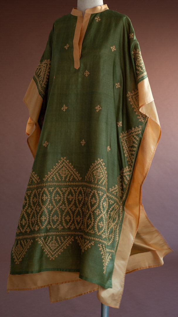 Kaftan SINDH seda bordada verde