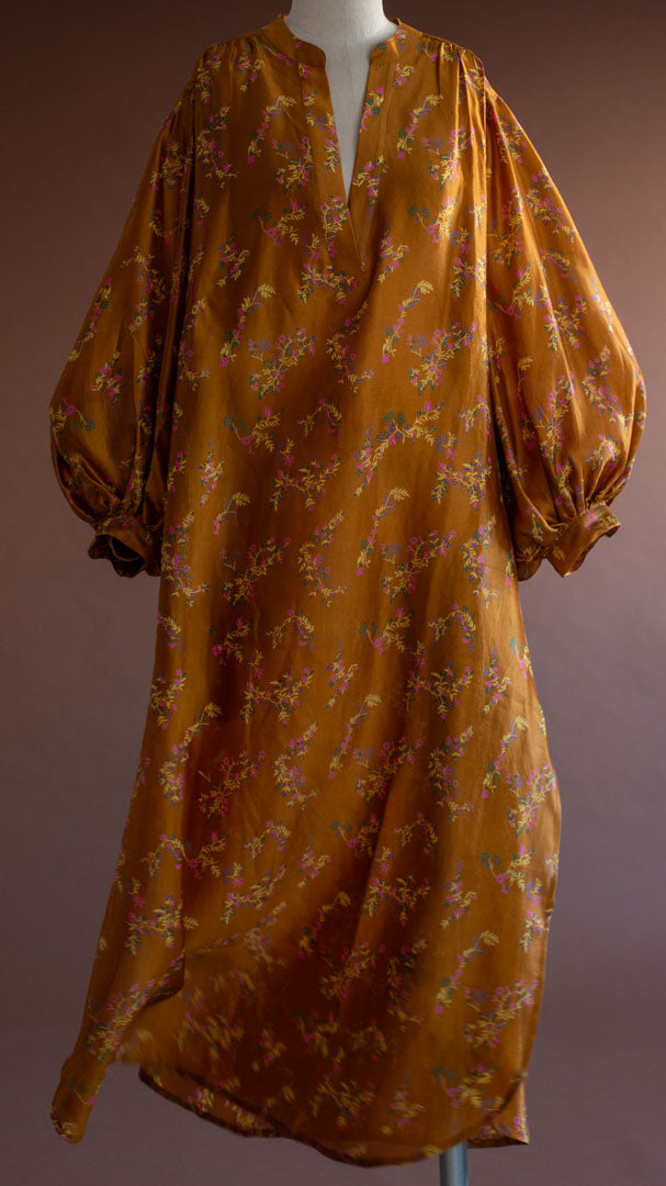 Vestido BOHO liberty amarelo ouro