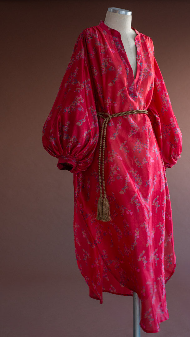Vestido BOHO seda liberty coral