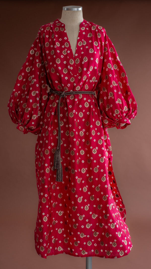 Vestido BOHO seda MUGHA coral