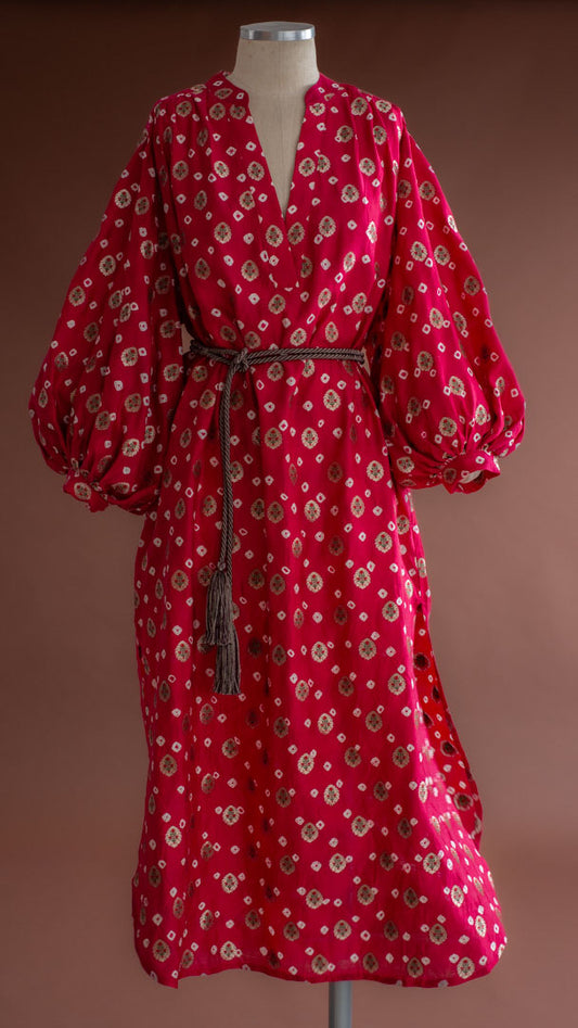 Vestido BOHO seda MUGHA coral