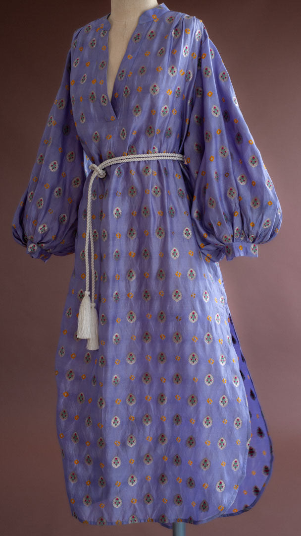 Vestido BOHO seda azul