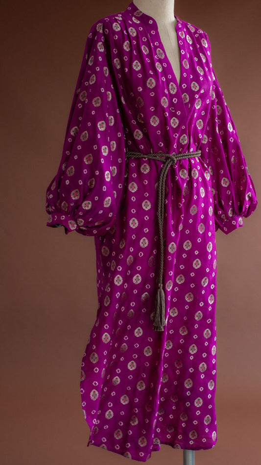 Vestido BOHO seda MUGHA fuchsia