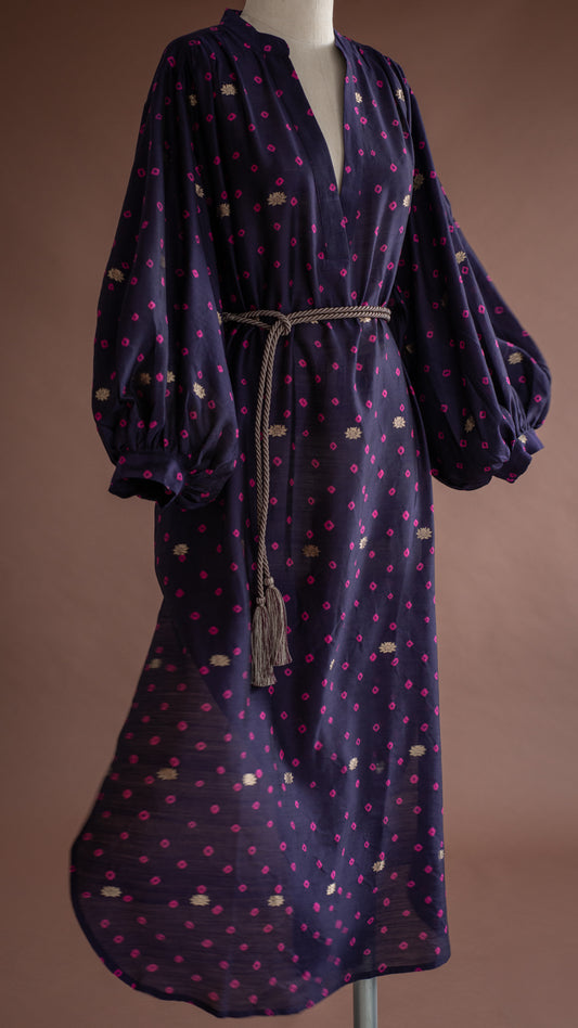 Vestido BOHO CHANDERI buthis benarsi roxo
