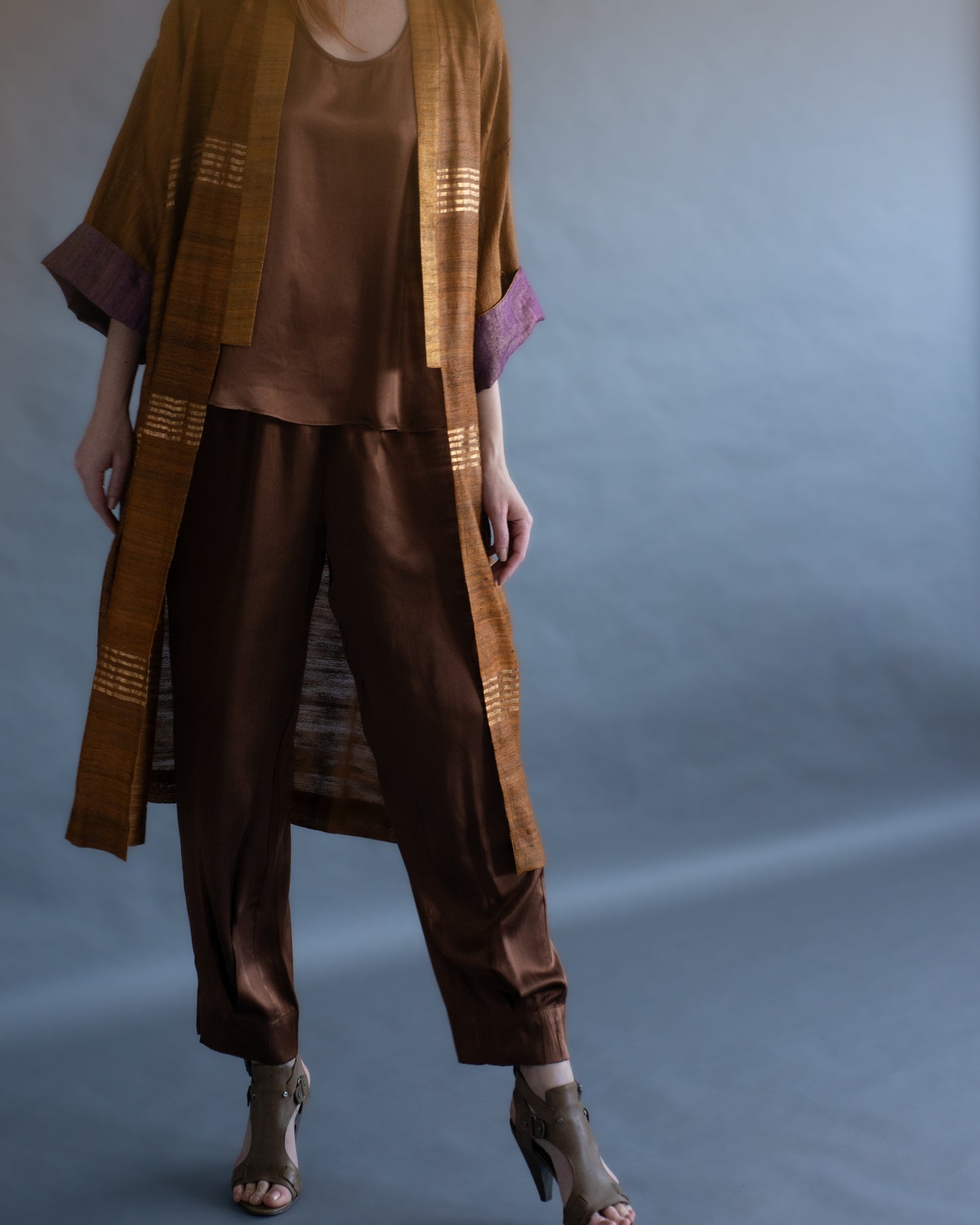 Kimono AGRA seda selvagem golden brown
