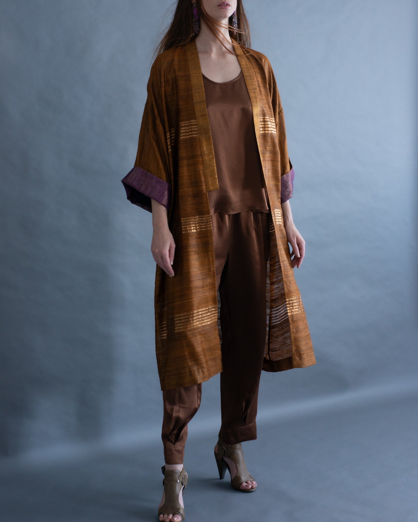 Kimono AGRA seda selvagem golden brown
