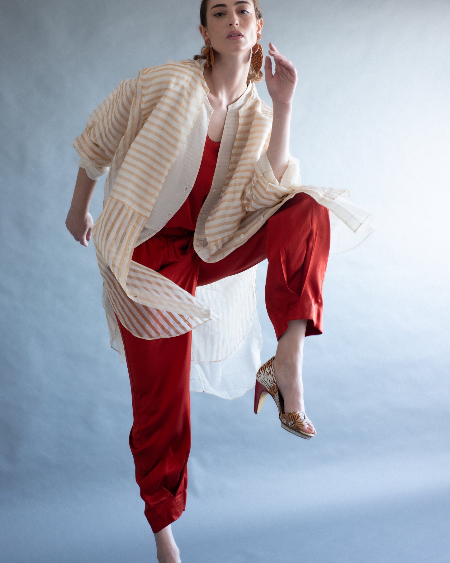 Chemise CHANDERI gold stripes