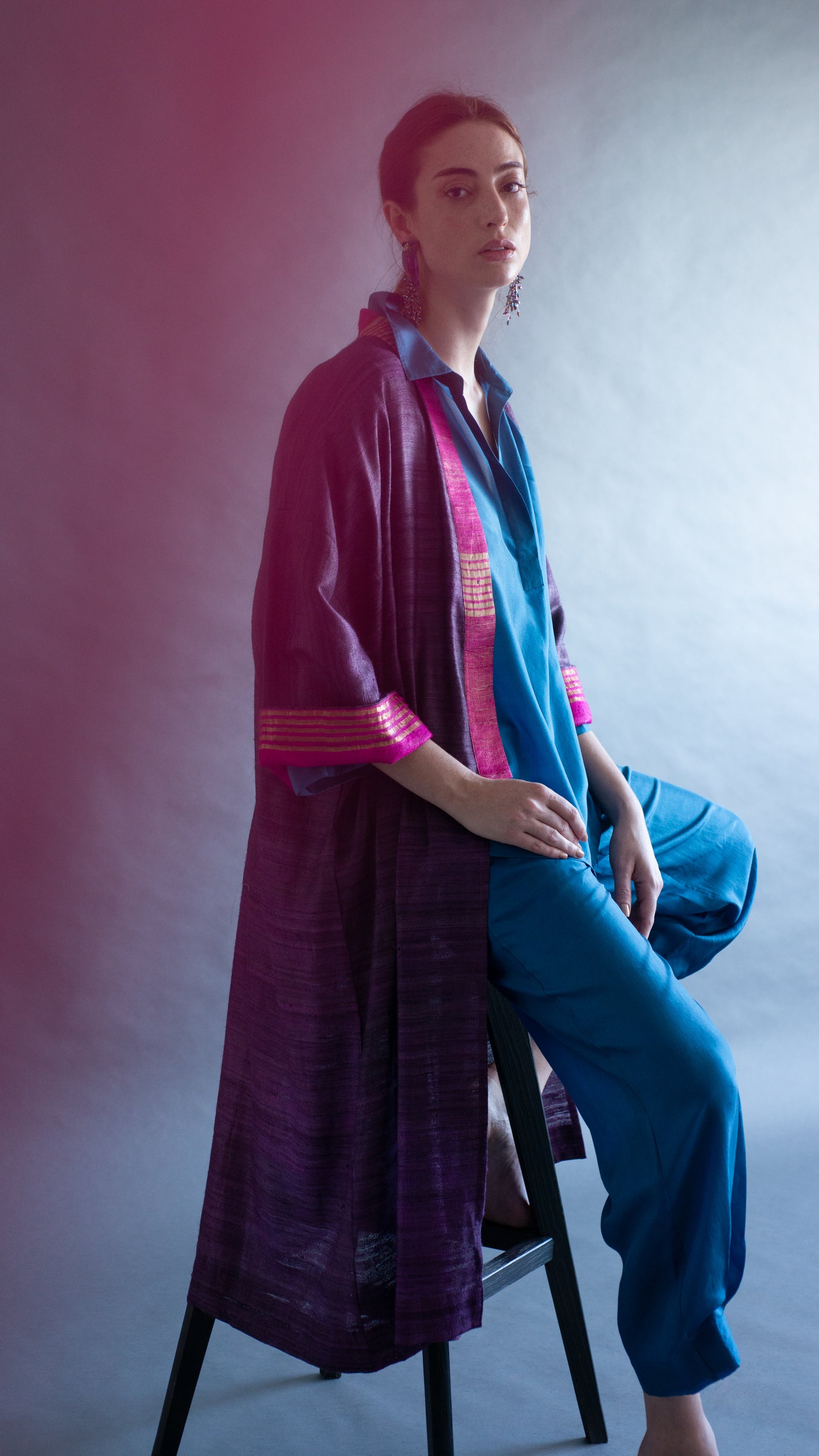 Kimono AGRA seda selvagem púrpura