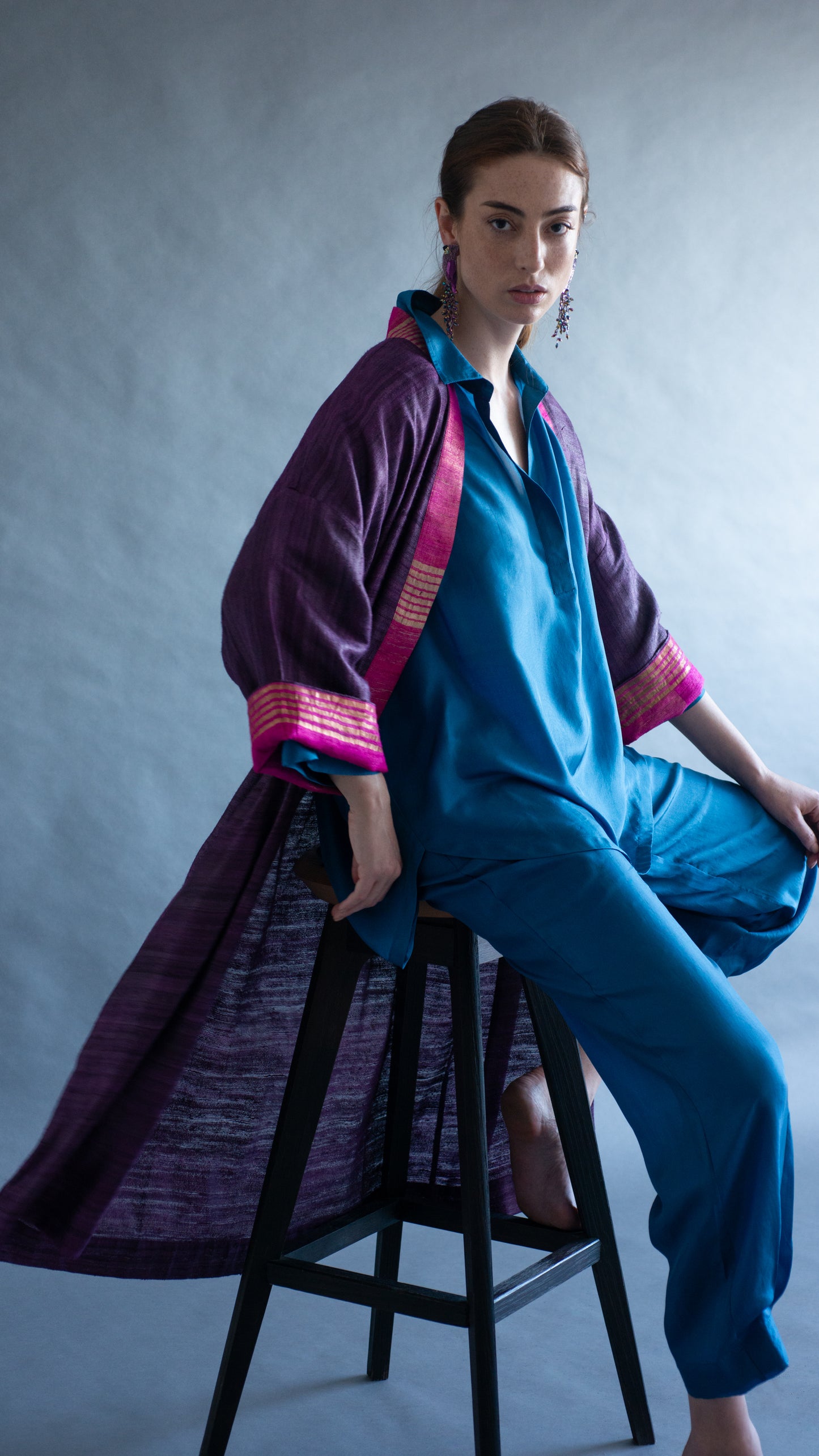 Kimono AGRA seda selvagem púrpura