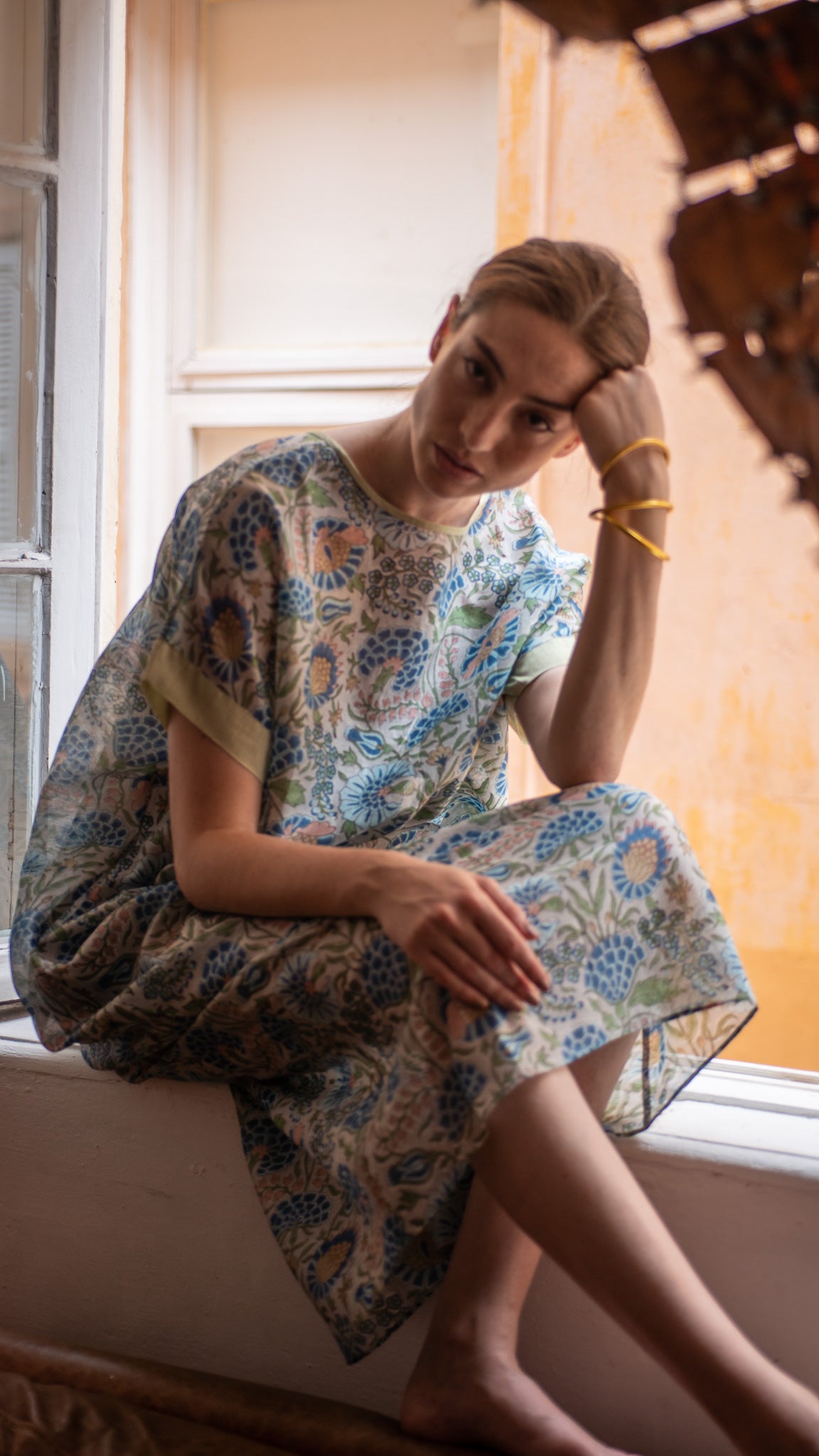 Vestido LA PLAGE  Chanderi Silk Block Print
